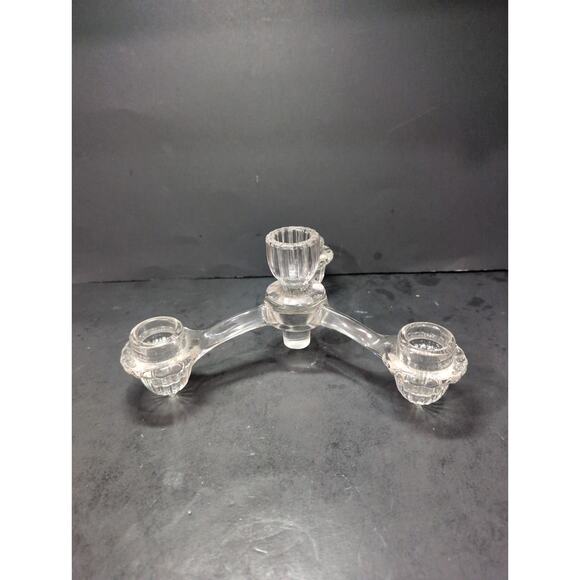Cambridge Candle Holder 3 Arm‎ Depression Glass, Centerpiece, Art Deco Lighting - Picture 2 of 10
